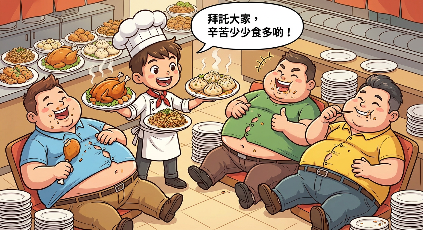 食晒佢啦，都煮左咯！